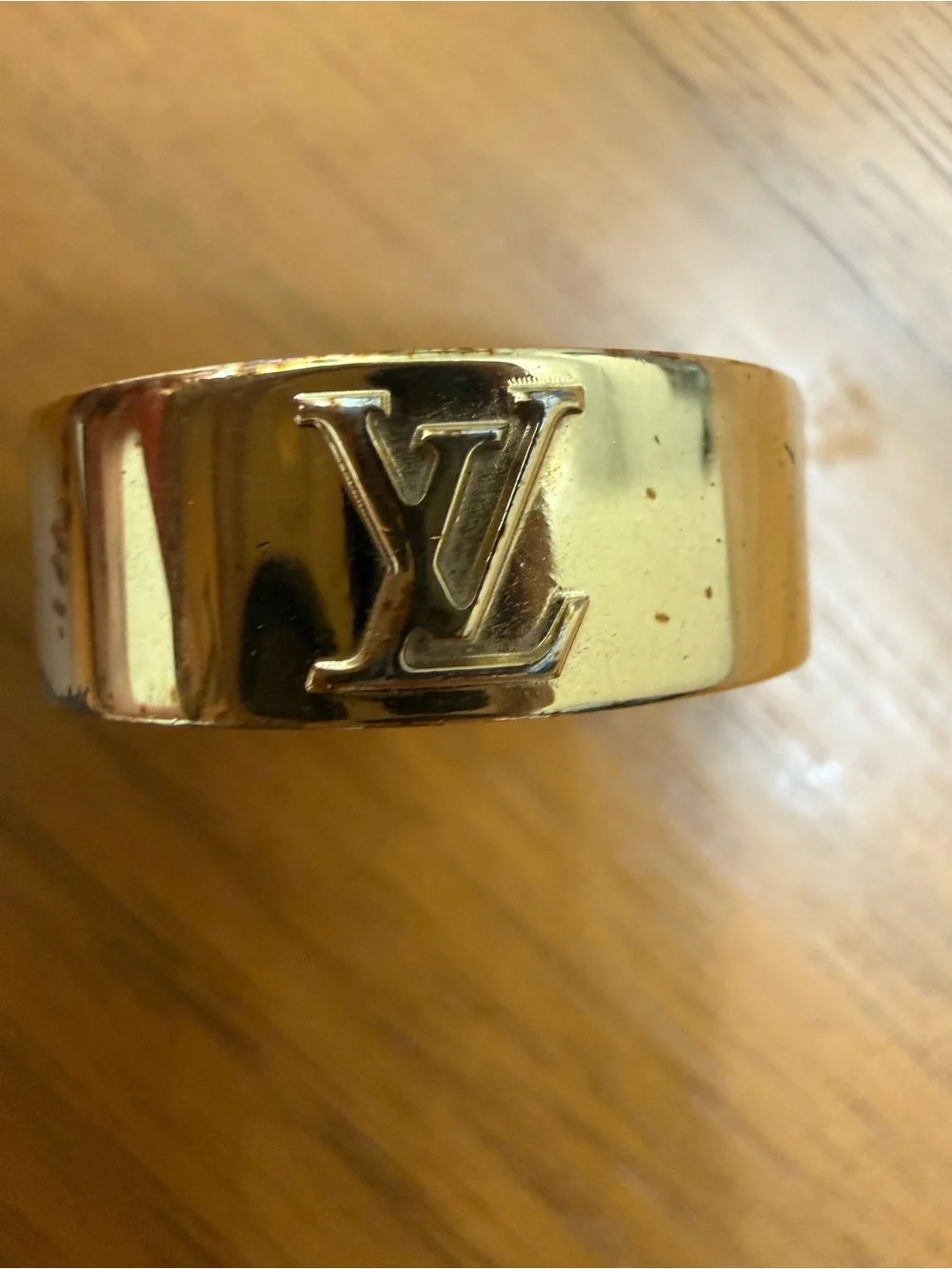 Louis Vuitton Gold Logo Wide Men's Cuff Bracelet